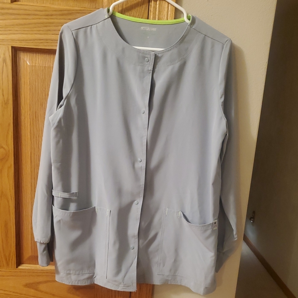 Scrubstar Women's Size Small Scrub Nursing Uniform Hospital Light Gray Jacket